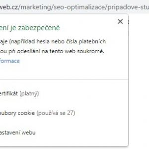 Stránka je zabezpečená, certifikát je platný