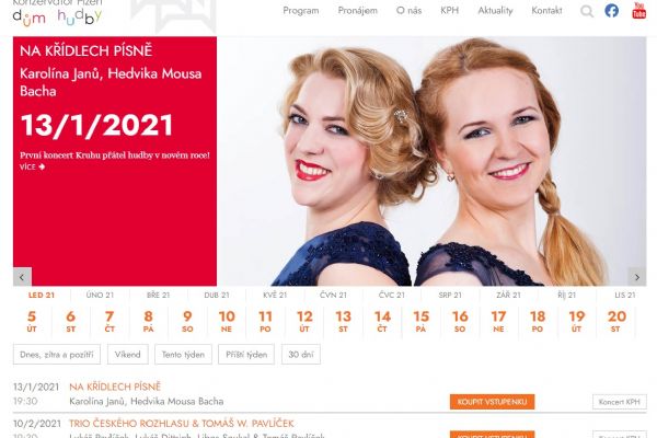 Dům hudby Plzeň má nový web a kalendář akcí