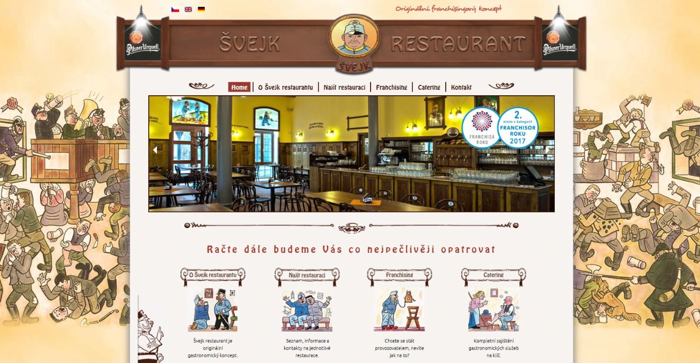 Vytvořili jsme 10. oficiální web úspěšné české frančízy ŠVEJK RESTAURANT